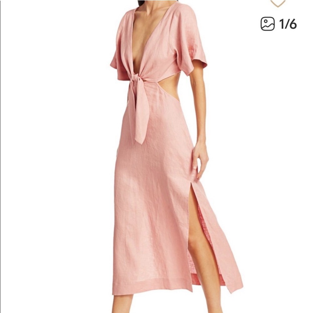cult gaia Blush Pink Backless Tie-Front Maxi Dress